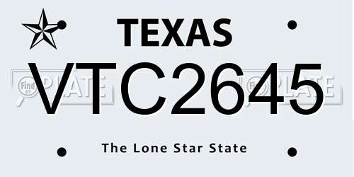 VTC2645 Texas License Plate