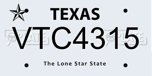 VTC4315 Texas License Plate