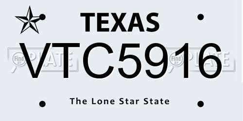 VTC5916 Texas License Plate