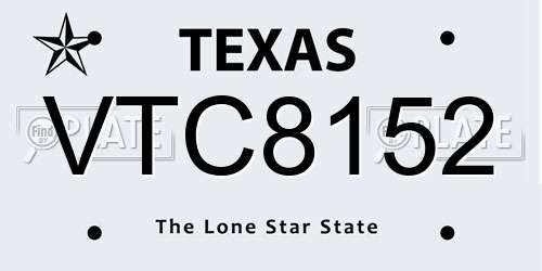 VTC8152 Texas License Plate