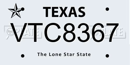 VTC8367 Texas License Plate