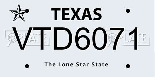 VTD6071 Texas License Plate