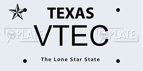 VTEC Texas License Plate