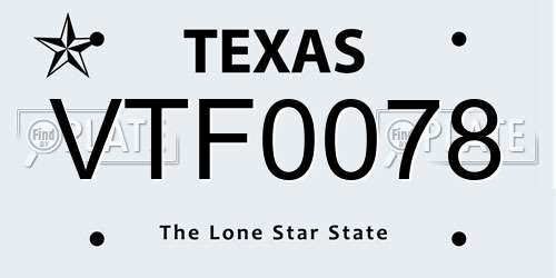 VTF0078 Texas License Plate