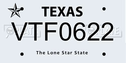 VTF0622 Texas License Plate