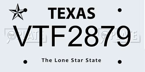 VTF2879 Texas License Plate