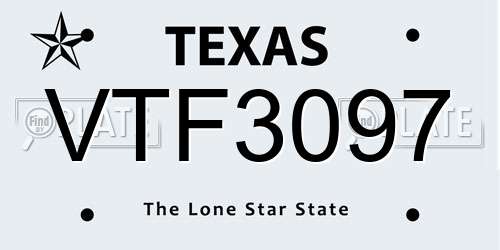 VTF3097 Texas License Plate