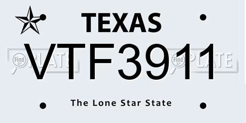 VTF3911 Texas License Plate