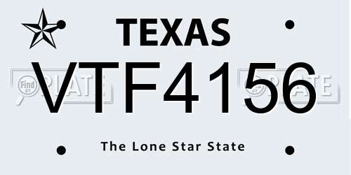 VTF4156 Texas License Plate