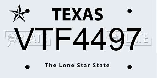 VTF4497 Texas License Plate