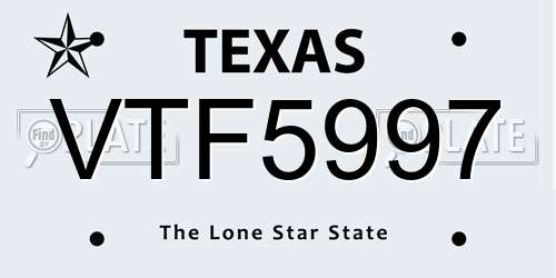 VTF5997 Texas License Plate