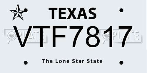 VTF7817 Texas License Plate