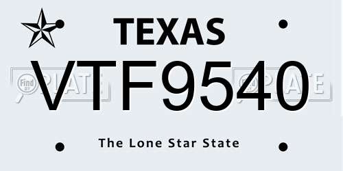 VTF9540 Texas License Plate