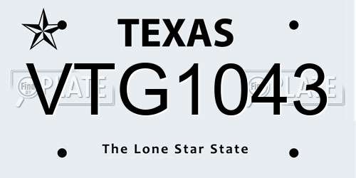 VTG1043 Texas License Plate