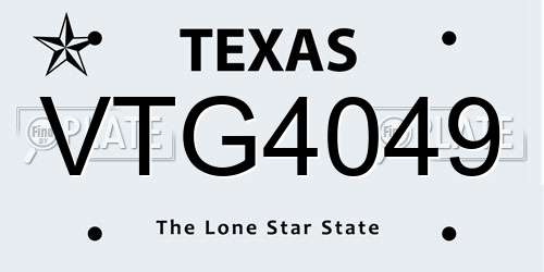 VTG4049 Texas License Plate