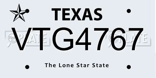 VTG4767 Texas License Plate