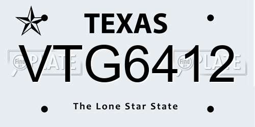 VTG6412 Texas License Plate