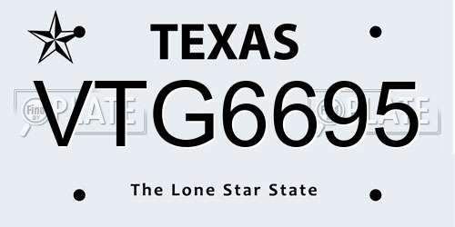 VTG6695 Texas License Plate