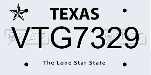 VTG7329 Texas License Plate