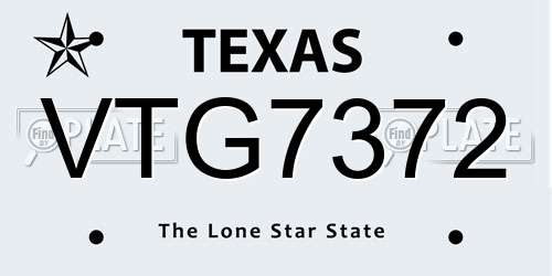 VTG7372 Texas License Plate
