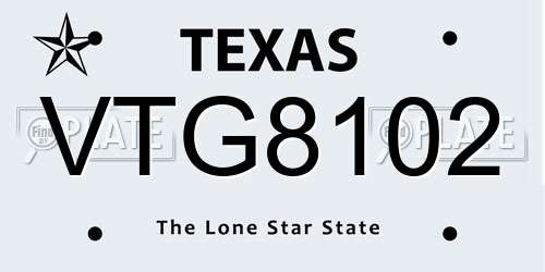 VTG8102 Texas License Plate