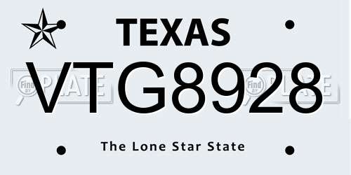 VTG8928 Texas License Plate