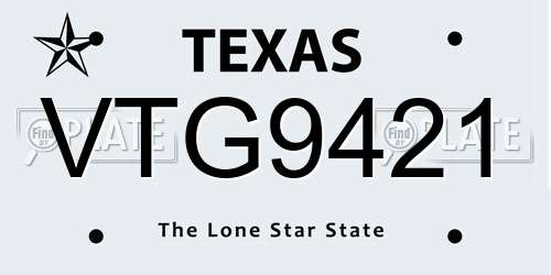 VTG9421 Texas License Plate
