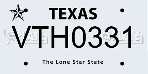 VTH0331 Texas License Plate