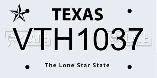 VTH1037 Texas License Plate