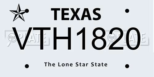 VTH1820 Texas License Plate