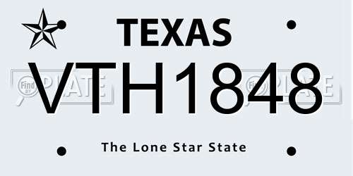 VTH1848 Texas License Plate