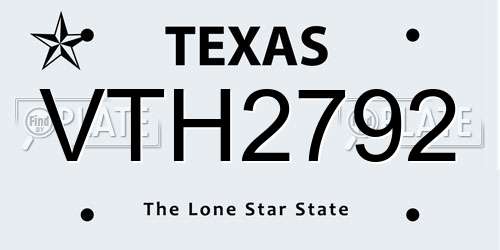 VTH2792 Texas License Plate