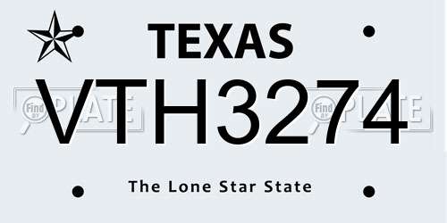VTH3274 Texas License Plate