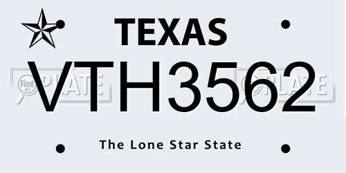 VTH3562 Texas License Plate