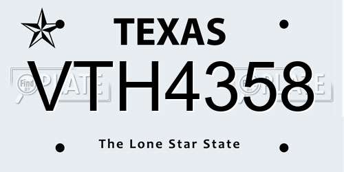 VTH4358 Texas License Plate