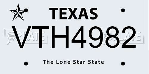 VTH4982 Texas License Plate