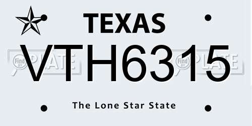 VTH6315 Texas License Plate