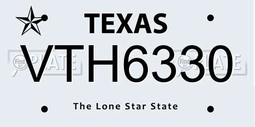 VTH6330 Texas License Plate