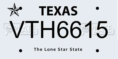 VTH6615 Texas License Plate