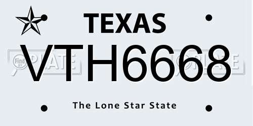 VTH6668 Texas License Plate