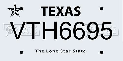 VTH6695 Texas License Plate