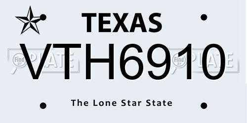 VTH6910 Texas License Plate