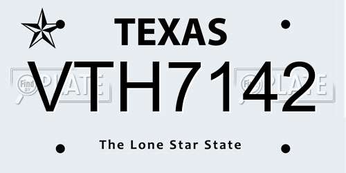 VTH7142 Texas License Plate