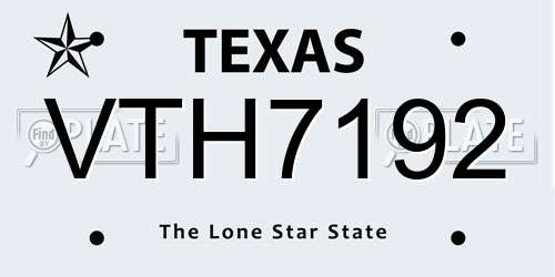 VTH7192 Texas License Plate