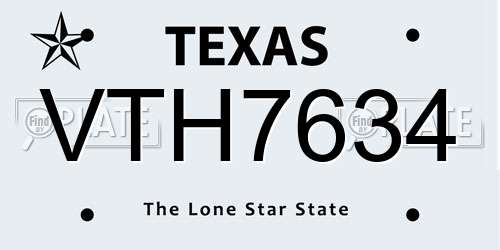 VTH7634 Texas License Plate