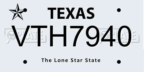 VTH7940 Texas License Plate