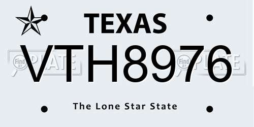 VTH8976 Texas License Plate