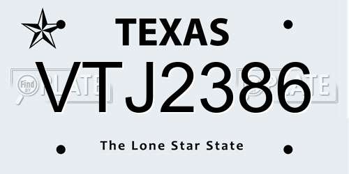 VTJ2386 Texas License Plate