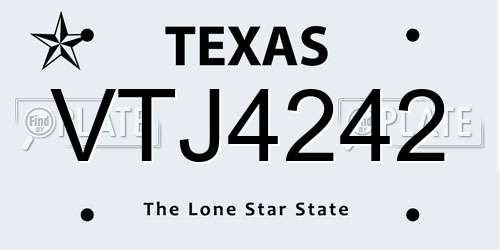 VTJ4242 Texas License Plate