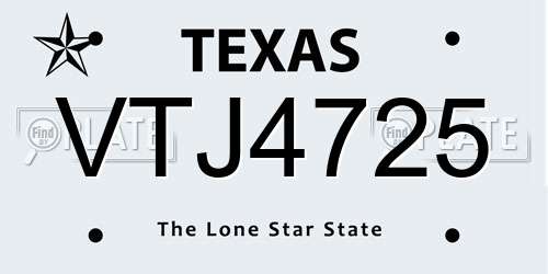 VTJ4725 Texas License Plate
